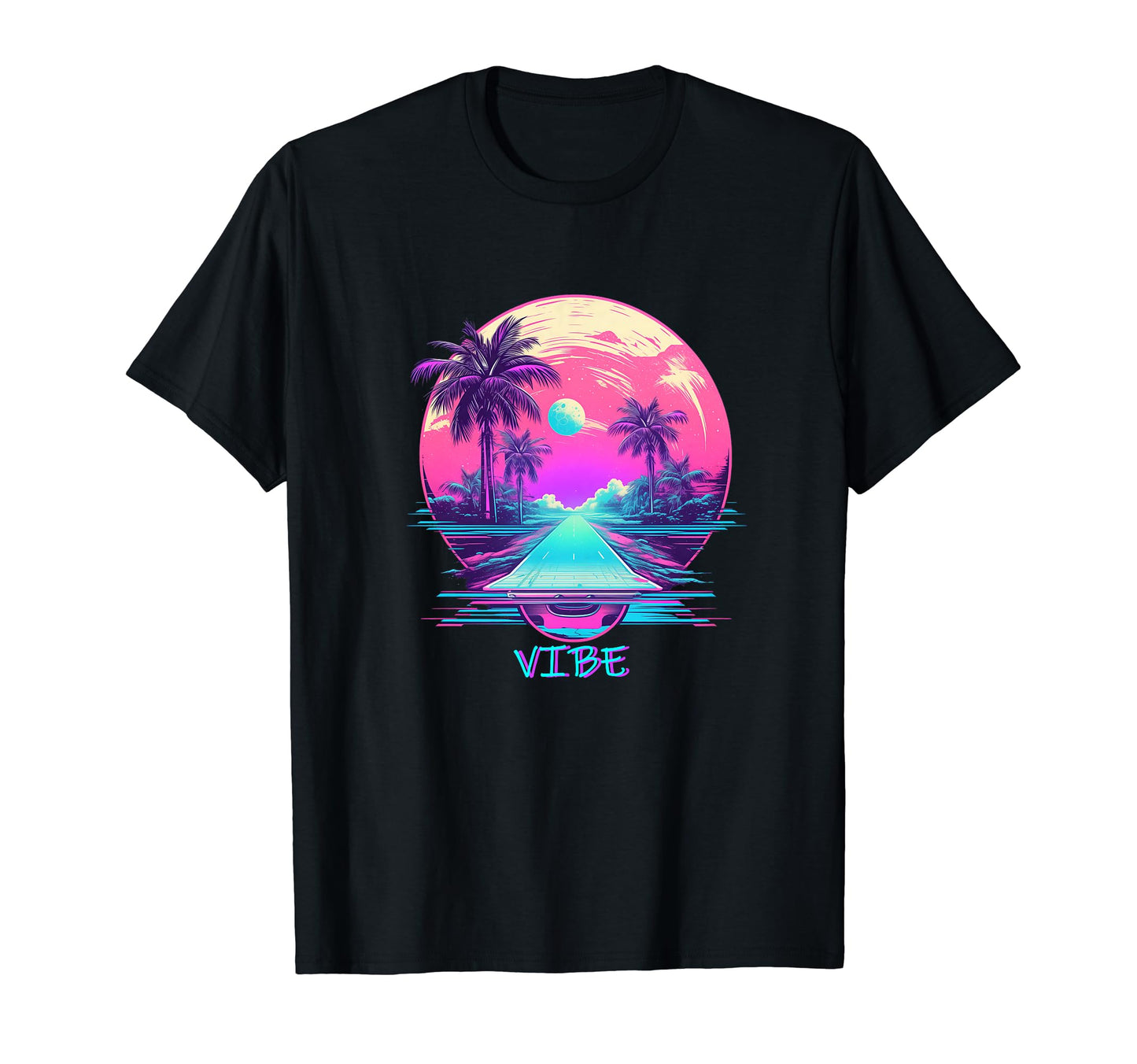 Vaporwave Vibe Landscape Aesthetic T-Shirt - Aesthetic Graphic for Adults - T-Shirt, Sweatshirt, Hoodie