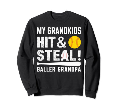 Baseball Grandpa Grandfather Sweatshirt - Custom Art Print for Adults - T-Shirt, Sweatshirt, Hoodie