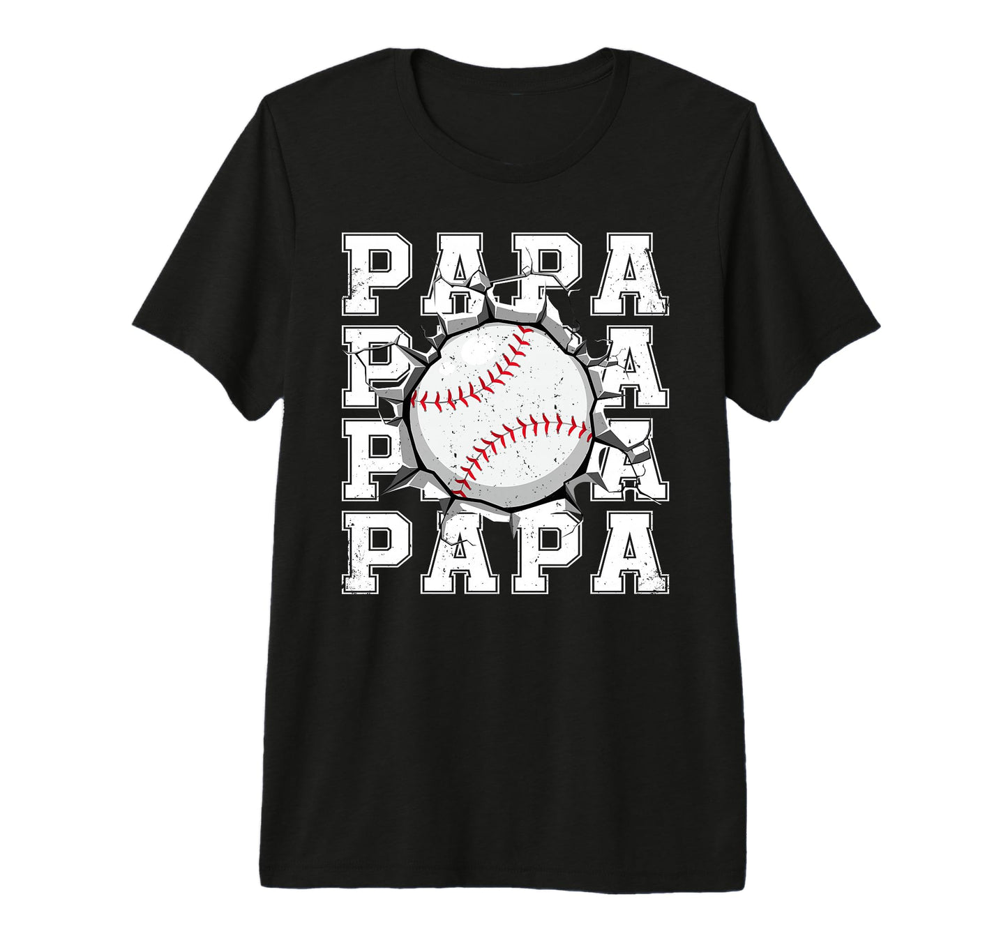 Baseball Papa Cracked Wall Family T-Shirt - Custom Art Print Men Women - T-Shirt, Sweatshirt, Hoodie