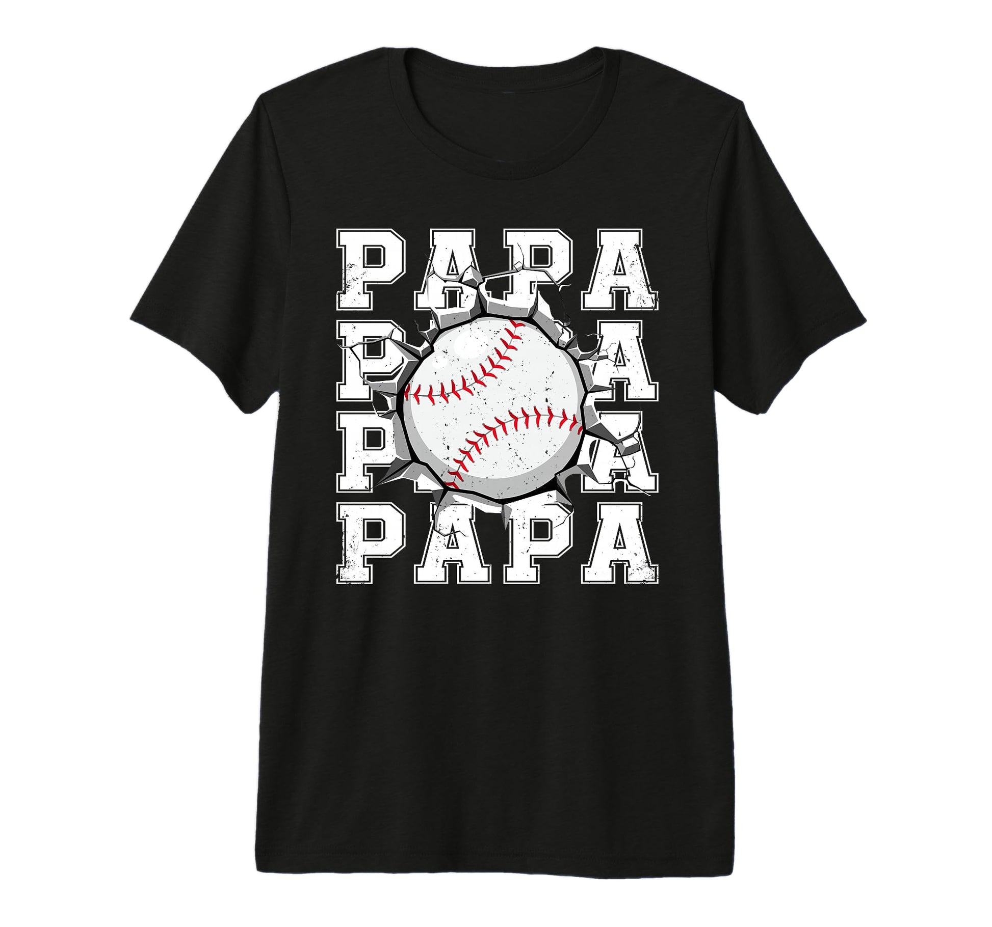 Baseball Papa Cracked Wall Family T-Shirt - Custom Art Print Men Women - T-Shirt, Sweatshirt, Hoodie
