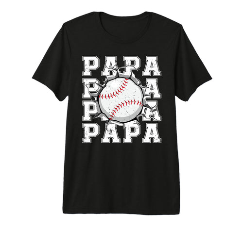 Baseball Papa Cracked Wall Family T-Shirt - Custom Art Print Men Women - T-Shirt, Sweatshirt, Hoodie