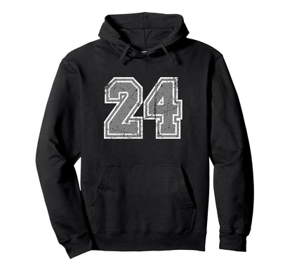 Number 24 Varsity Gray Favorite Number Hoodie - Custom Art Print Unisex - T-Shirt, Sweatshirt, Hoodie