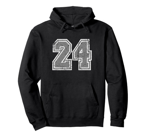 Number 24 Varsity Gray Favorite Number Hoodie - Custom Art Print Unisex - T-Shirt, Sweatshirt, Hoodie