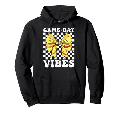 Game Day Vibes Coquette Bow Softball Mama Hoodie - Streetwear Style Unisex - T-Shirt, Sweatshirt, Hoodie