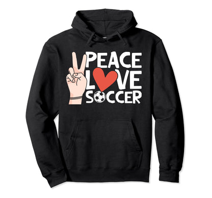Soccer Enthusiast Love Peace Support Hoodie - Minimalist Print for Adults - T-Shirt, Sweatshirt, Hoodie