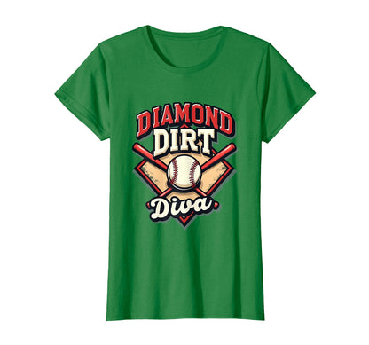 Diamond Dirt Diva Baseball Mama T-Shirt - Trendy Graphic Men Women - T-Shirt, Sweatshirt, Hoodie