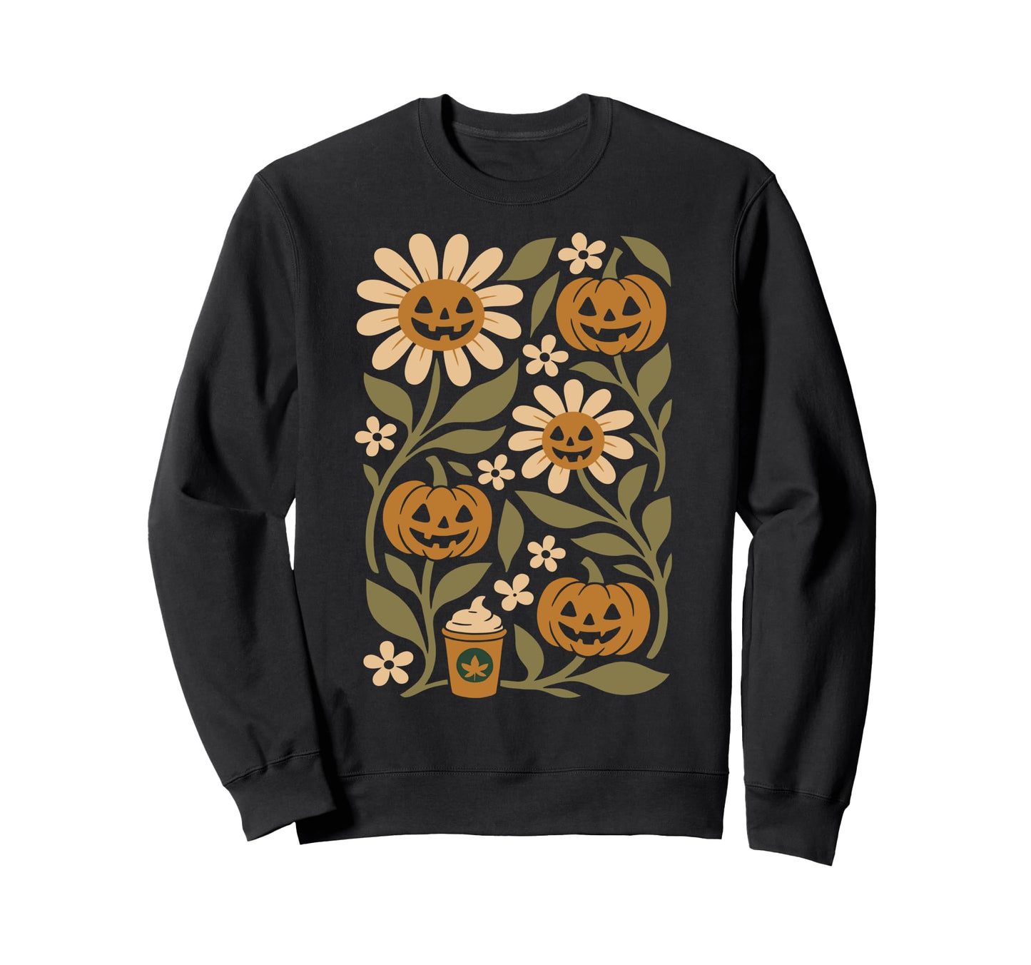 Boho Flower Pumpkins Botanical Sweatshirt - Streetwear Style Men Women - T-Shirt, Sweatshirt, Hoodie