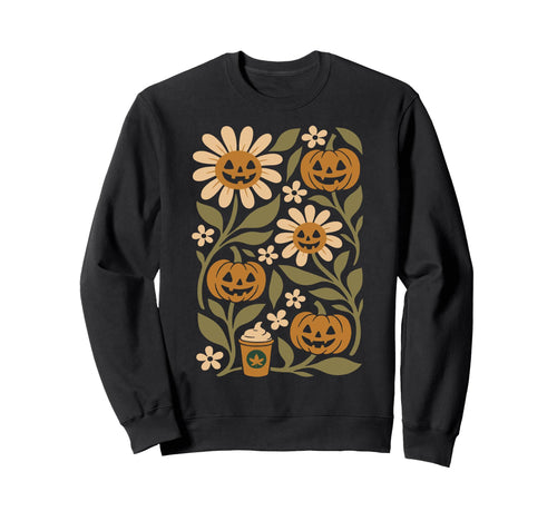 Boho Flower Pumpkins Botanical Sweatshirt - Streetwear Style Men Women - T-Shirt, Sweatshirt, Hoodie