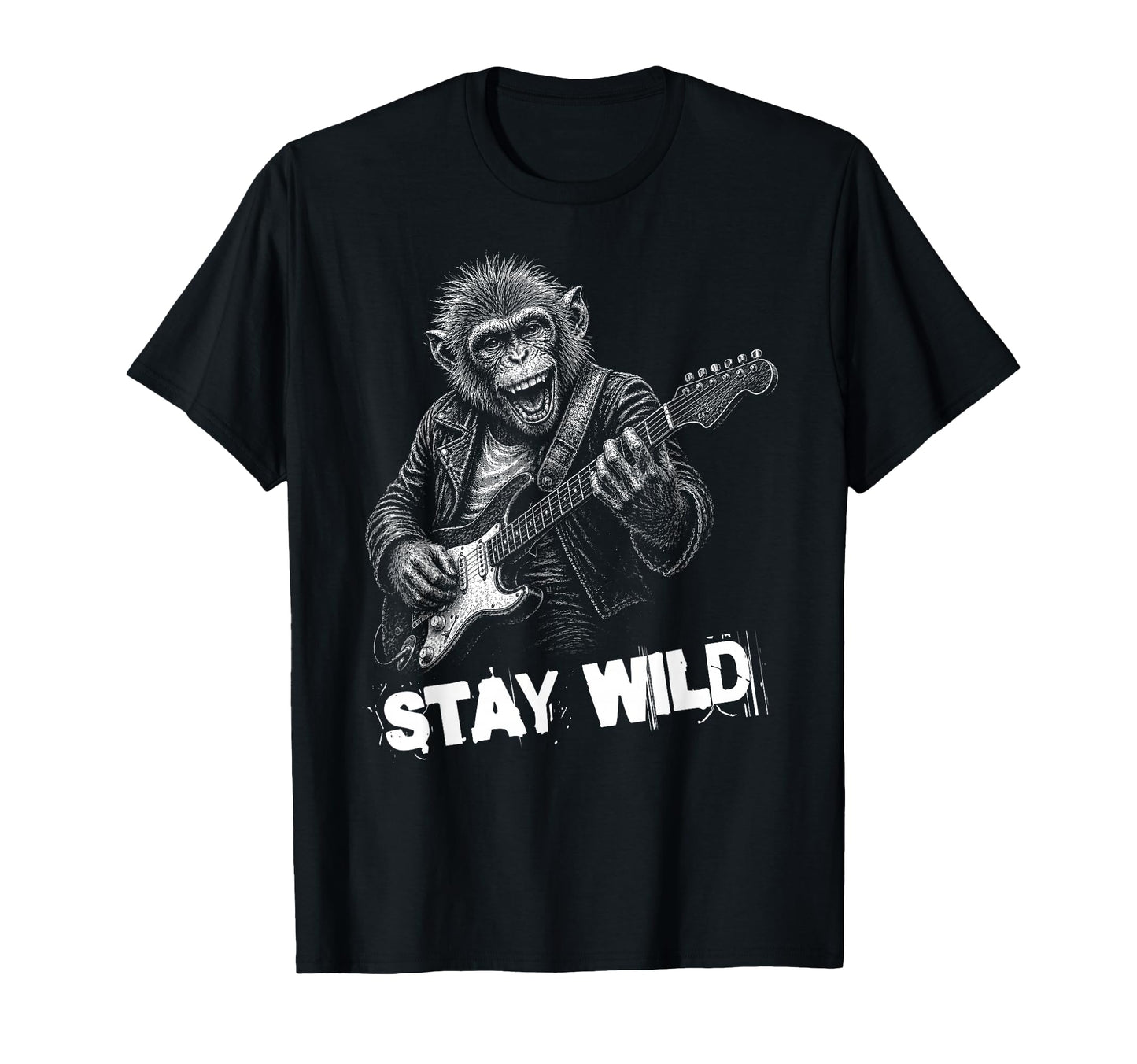 Stay Loud Monkey Guitar Funny Animal T-Shirt - Casual Everyday Wear Unisex - T-Shirt, Sweatshirt, Hoodie