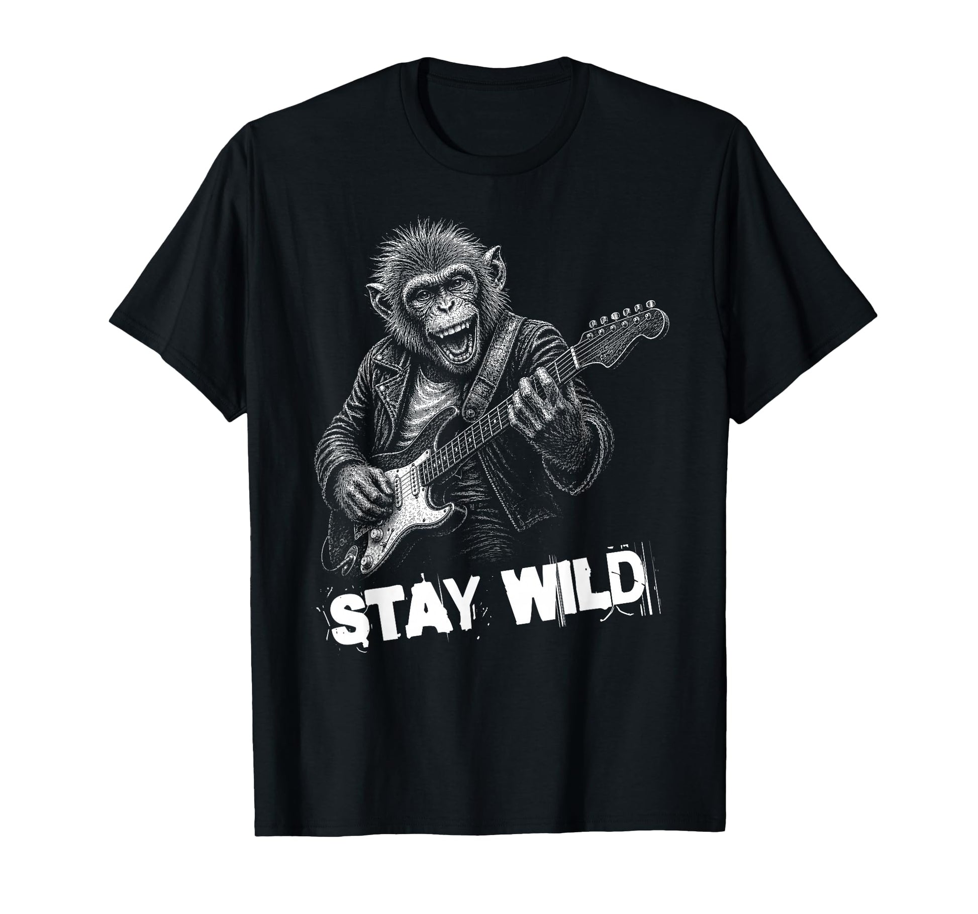 Stay Loud Monkey Guitar Funny Animal T-Shirt - Casual Everyday Wear Unisex - T-Shirt, Sweatshirt, Hoodie