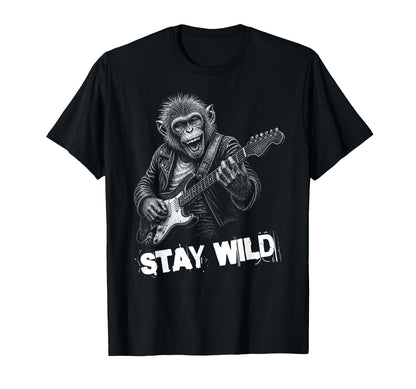 Stay Loud Monkey Guitar Funny Animal T-Shirt - Casual Everyday Wear Unisex - T-Shirt, Sweatshirt, Hoodie