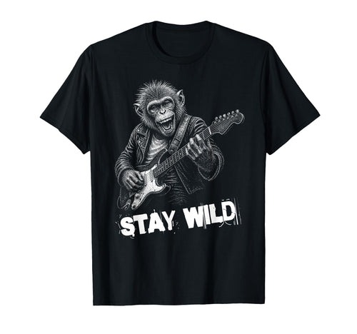 Stay Loud Monkey Guitar Funny Animal T-Shirt - Casual Everyday Wear Unisex - T-Shirt, Sweatshirt, Hoodie