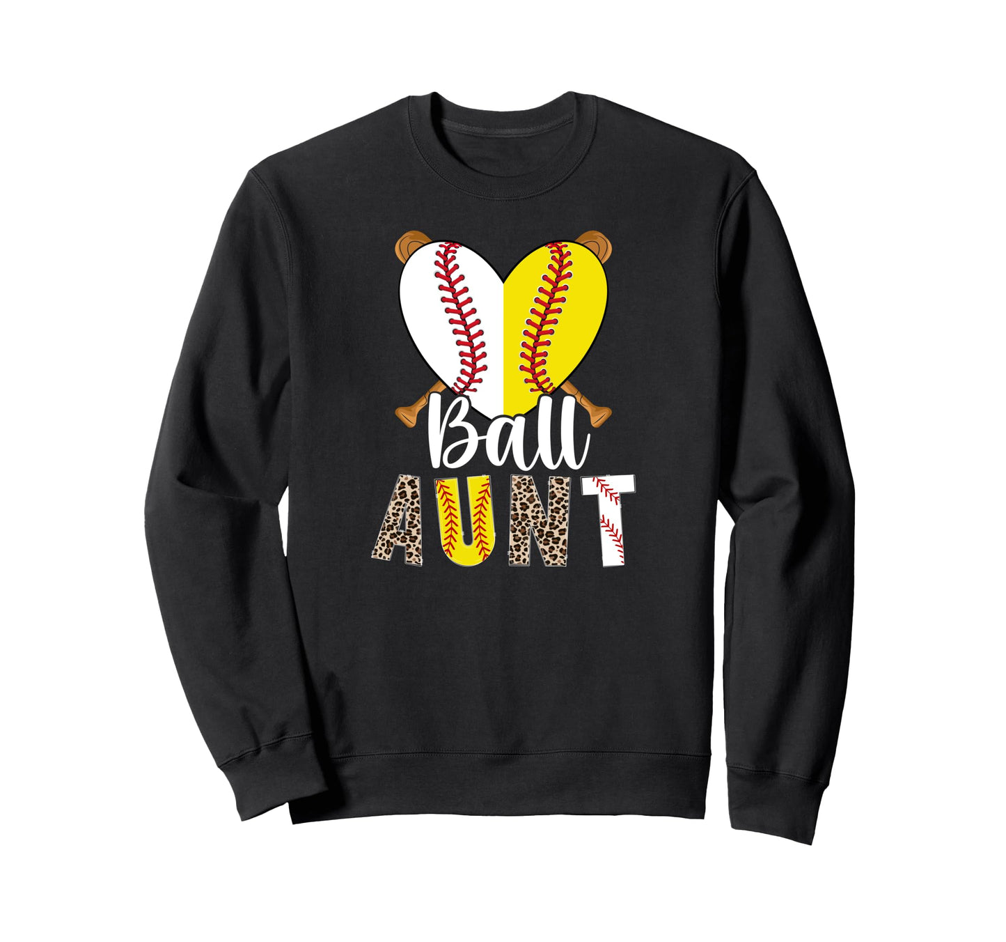 Ball Aunt Heart Softball Baseball Sweatshirt - Streetwear Style Men Women - T-Shirt, Sweatshirt, Hoodie