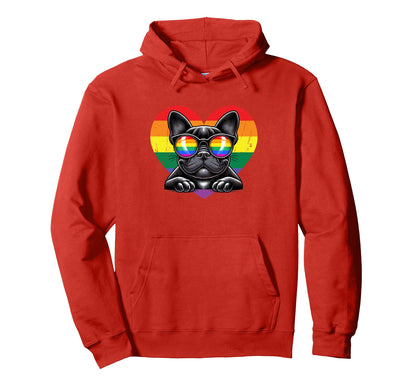 Rainbow Love Heart Dog Pride Lgbt Hoodie - Streetwear Style Men Women - T-Shirt, Sweatshirt, Hoodie