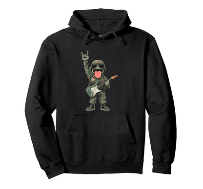 Funny Rock Dog Cartoon Animal Music Hoodie - Trendy Graphic for Adults - T-Shirt, Sweatshirt, Hoodie