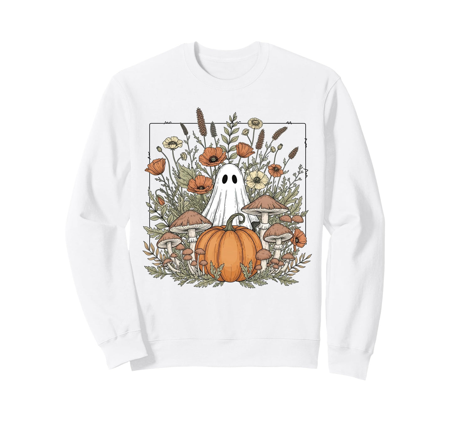 Halloween Ghost Spooky Season Boho Sweatshirt - Graphic Print Unisex - T-Shirt, Sweatshirt, Hoodie