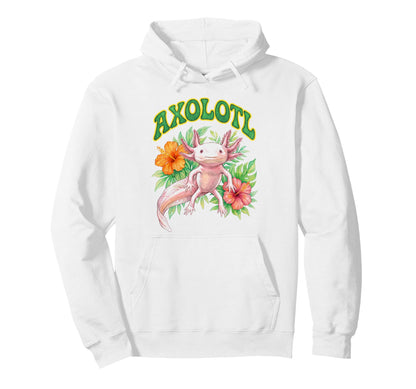 Axolotl Groovy Floral Axolotl Hoodie - Aesthetic Graphic Men Women - T-Shirt, Sweatshirt, Hoodie