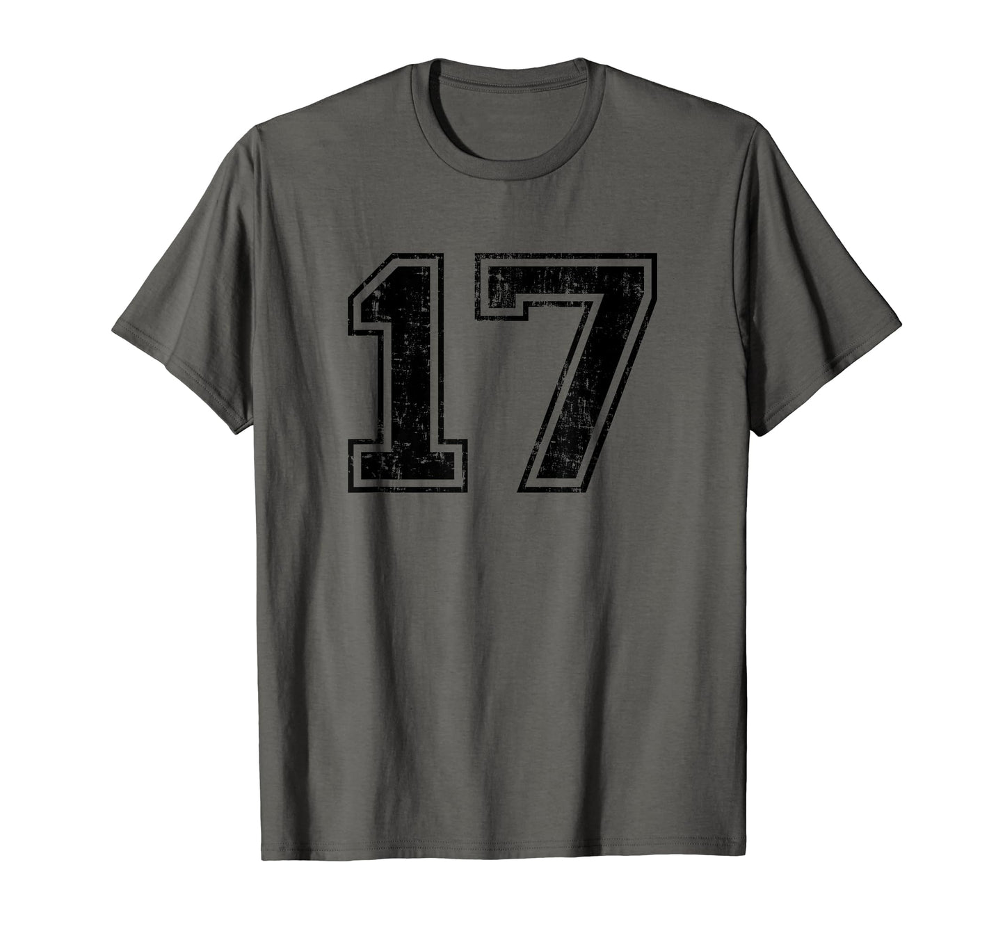 Number 17 Varsity Distressed Sport T-Shirt - Minimalist Print for Adults - T-Shirt, Sweatshirt, Hoodie
