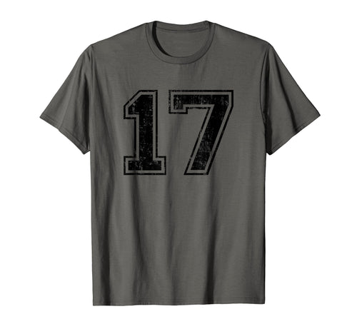 Number 17 Varsity Distressed Sport T-Shirt - Minimalist Print for Adults - T-Shirt, Sweatshirt, Hoodie