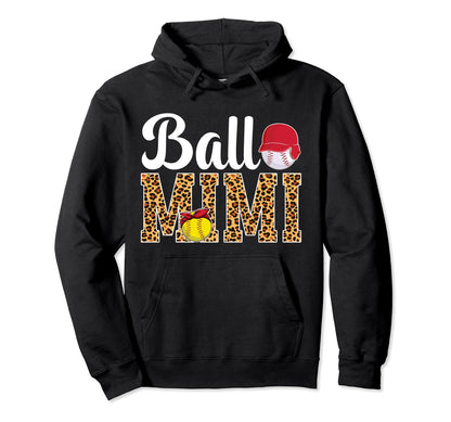 Ball Mimi Leopard Softball Hoodie - Casual Everyday Wear for Adults - T-Shirt, Sweatshirt, Hoodie