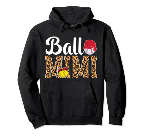 Ball Mimi Leopard Softball Hoodie - Casual Everyday Wear for Adults - T-Shirt, Sweatshirt, Hoodie