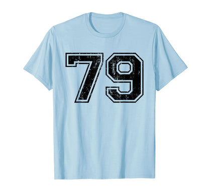 Number 79 Varsity Distressed Sport T-Shirt - Aesthetic Graphic Men Women - T-Shirt, Sweatshirt, Hoodie