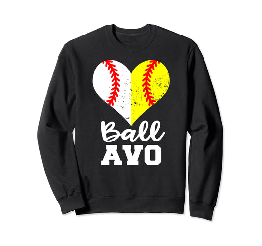Ball Avo Heart Funny Baseball Sweatshirt - Novelty Apparel for Adults - T-Shirt, Sweatshirt, Hoodie