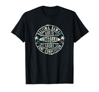 North Shore Long Board Surf Hawaii T-Shirt - Custom Art Print for Adults - T-Shirt, Sweatshirt, Hoodie