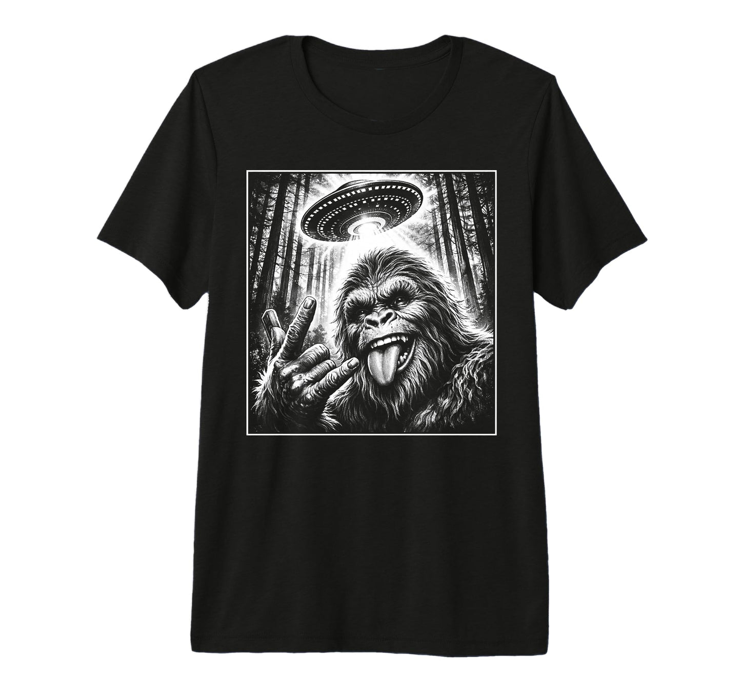 Bigfoot Alien Selfie Rock Sasquatch T-Shirt - Streetwear Style Men Women - T-Shirt, Sweatshirt, Hoodie