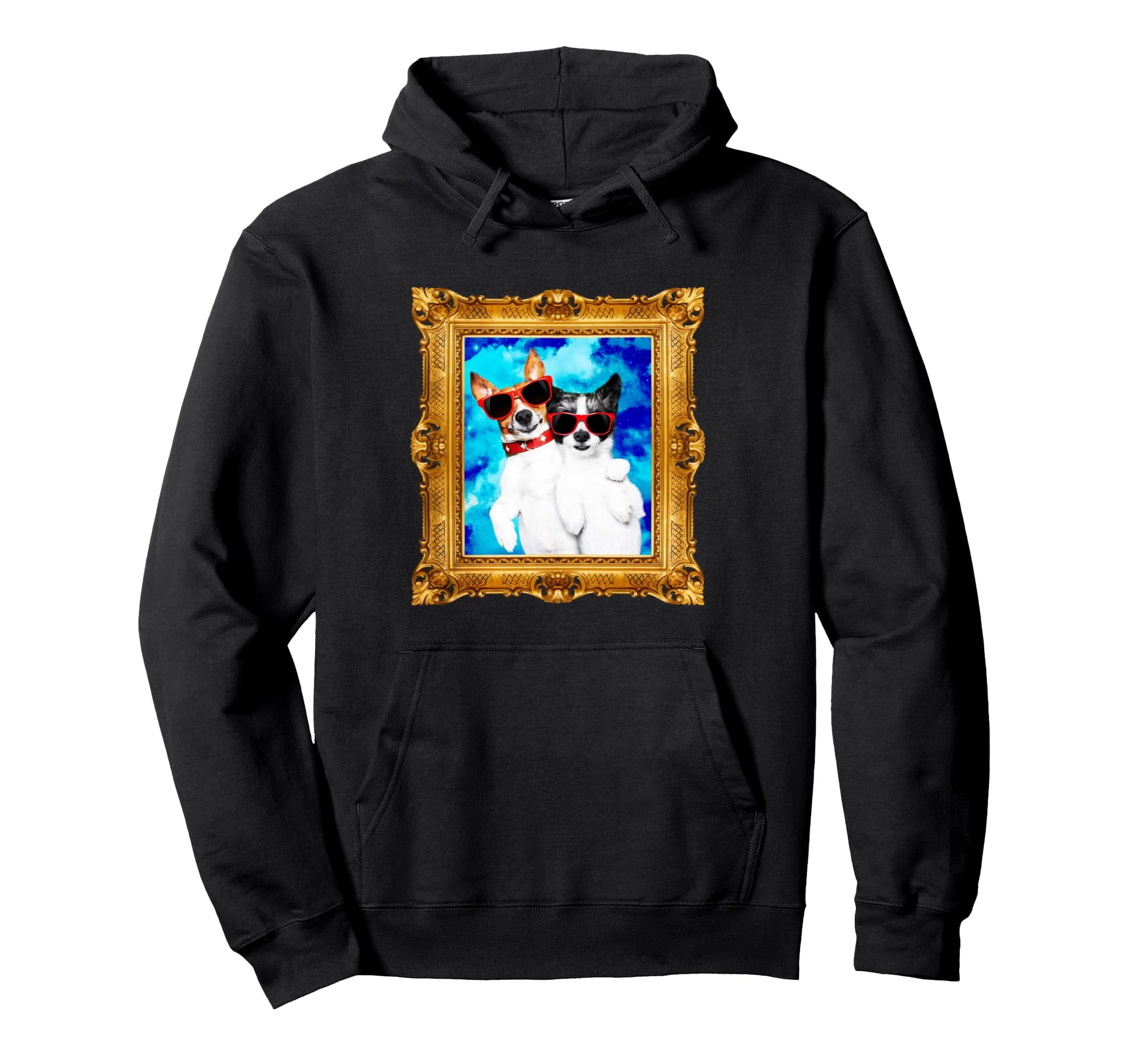 Funny Dogs Portrait Retrowave Hoodie - Aesthetic Graphic Men Women - T-Shirt, Sweatshirt, Hoodie
