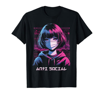 Anime Anti Social Vaporwave T-Shirt - Custom Art Print for Adults - T-Shirt, Sweatshirt, Hoodie