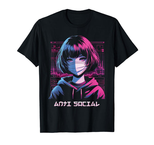 Anime Anti Social Vaporwave T-Shirt - Custom Art Print for Adults - T-Shirt, Sweatshirt, Hoodie