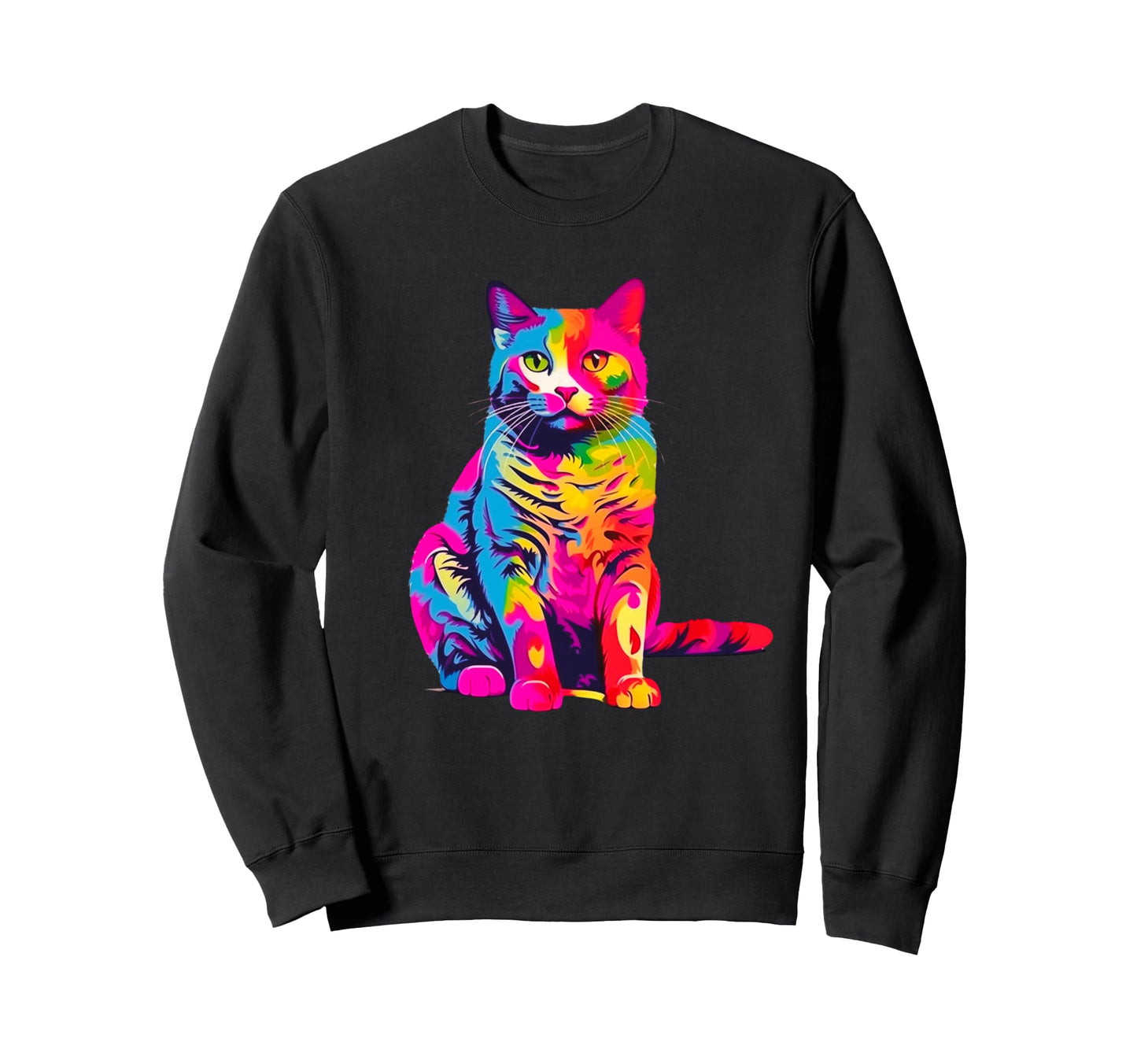 Pop Art Cat Colorful Rainbow Sweatshirt - Aesthetic Graphic for Adults - T-Shirt, Sweatshirt, Hoodie
