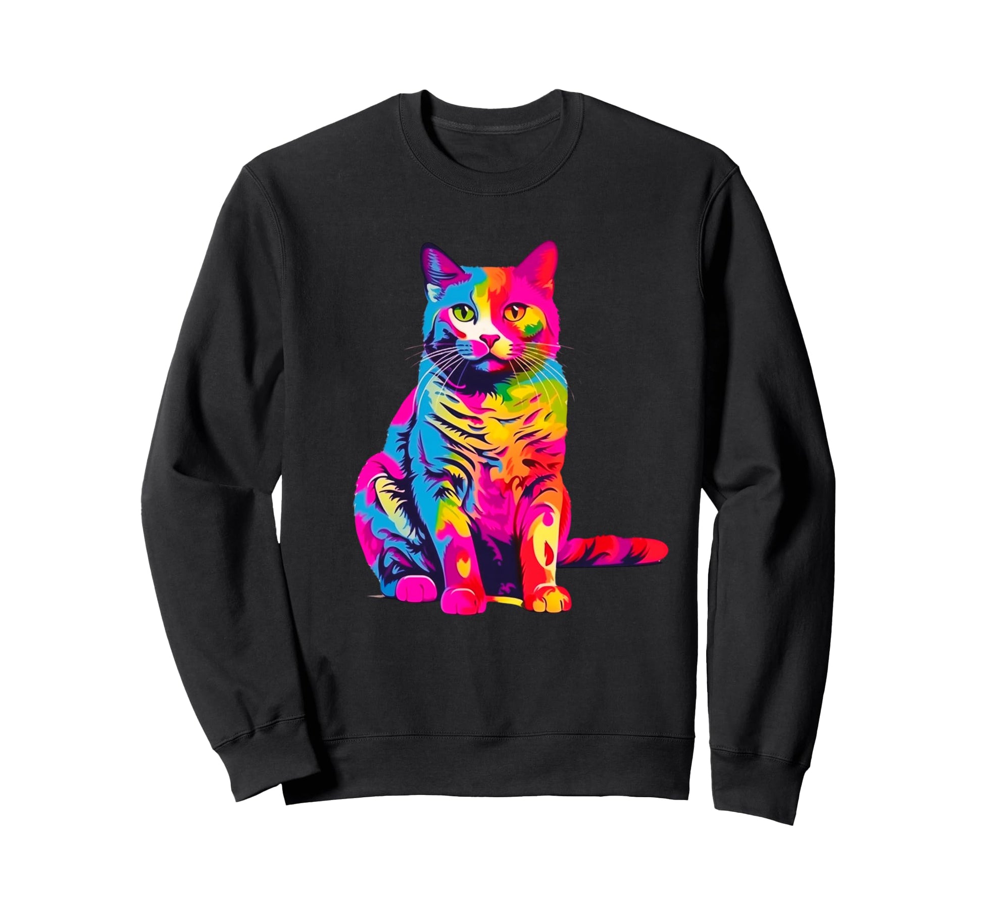 Pop Art Cat Colorful Rainbow Sweatshirt - Aesthetic Graphic for Adults - T-Shirt, Sweatshirt, Hoodie