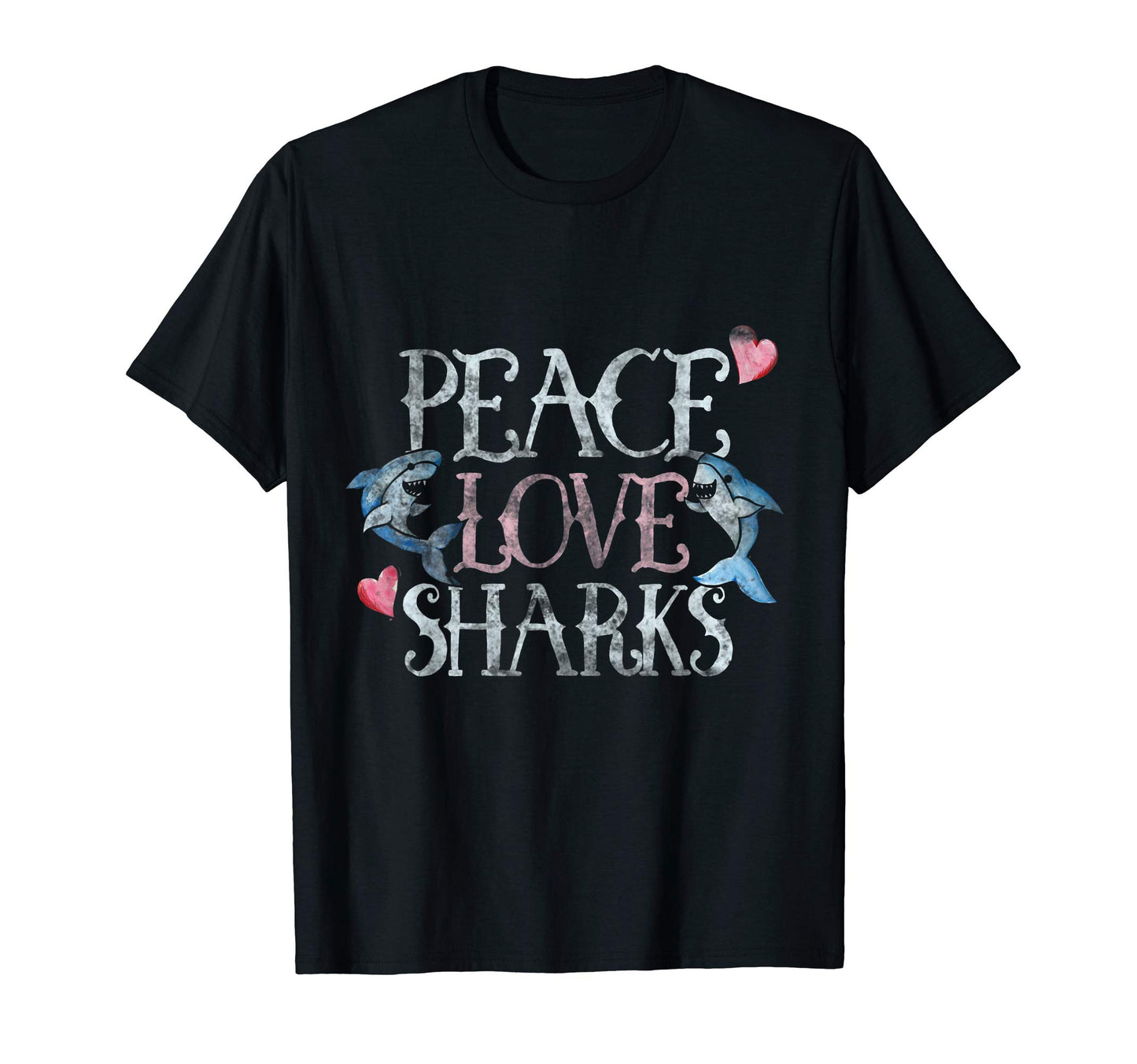 Peace Love Sharks T-Shirt - Minimalist Print for Adults - T-Shirt, Sweatshirt, Hoodie
