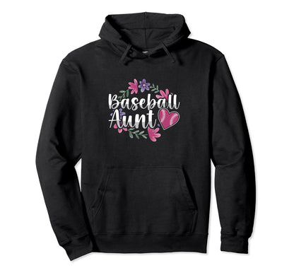 Baseball Aunt Heart Auntie Hoodie - Fun Novelty Design Unisex - T-Shirt, Sweatshirt, Hoodie