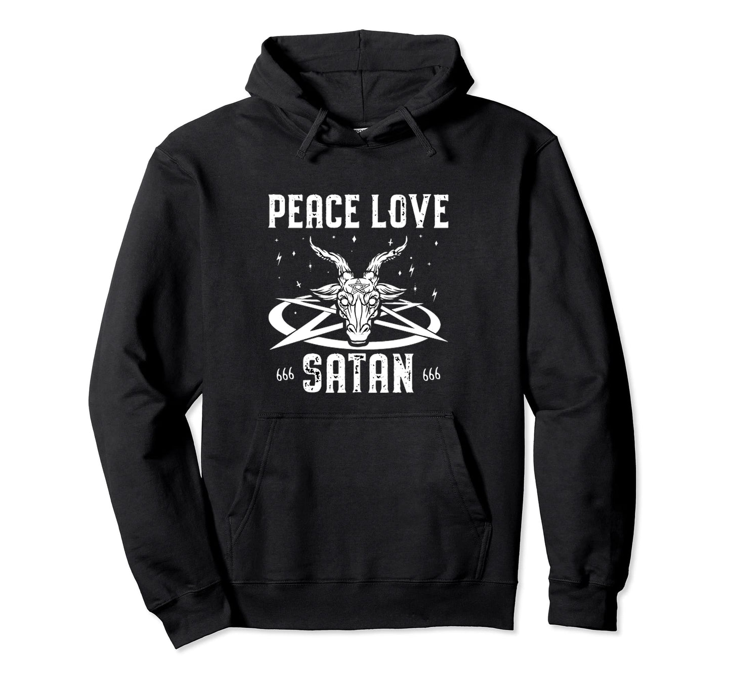 Peace Love Satan Hoodie - Graphic Print for Adults - T-Shirt, Sweatshirt, Hoodie