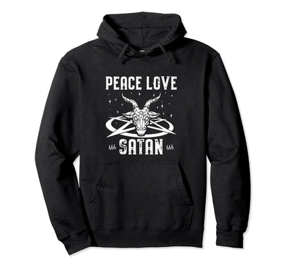 Peace Love Satan Hoodie - Graphic Print for Adults - T-Shirt, Sweatshirt, Hoodie