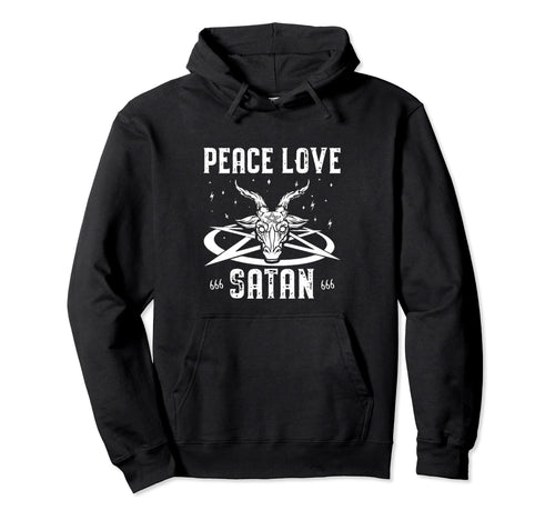 Peace Love Satan Hoodie - Graphic Print for Adults - T-Shirt, Sweatshirt, Hoodie