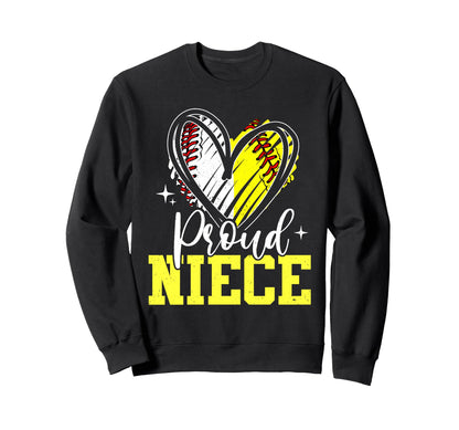 Proud Niece Baseball Softball Sweatshirt - Minimalist Print Men Women - T-Shirt, Sweatshirt, Hoodie
