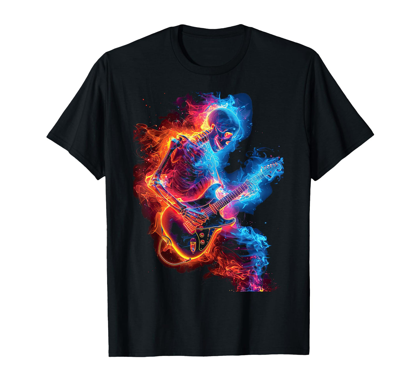Skeleton Playing Guitar Rock Star T-Shirt - Minimalist Print Men Women - T-Shirt, Sweatshirt, Hoodie