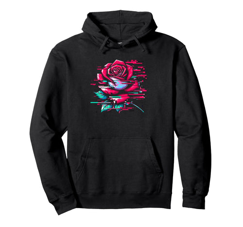 Rose Flower Glitch Optical Illusion Hoodie - Minimalist Print Unisex - T-Shirt, Sweatshirt, Hoodie