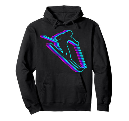 Skiing Ski Skier Vaporwave Hoodie - Minimalist Print Unisex - T-Shirt, Sweatshirt, Hoodie
