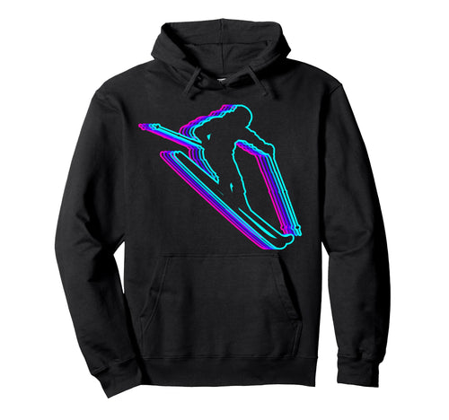 Skiing Ski Skier Vaporwave Hoodie - Minimalist Print Unisex - T-Shirt, Sweatshirt, Hoodie
