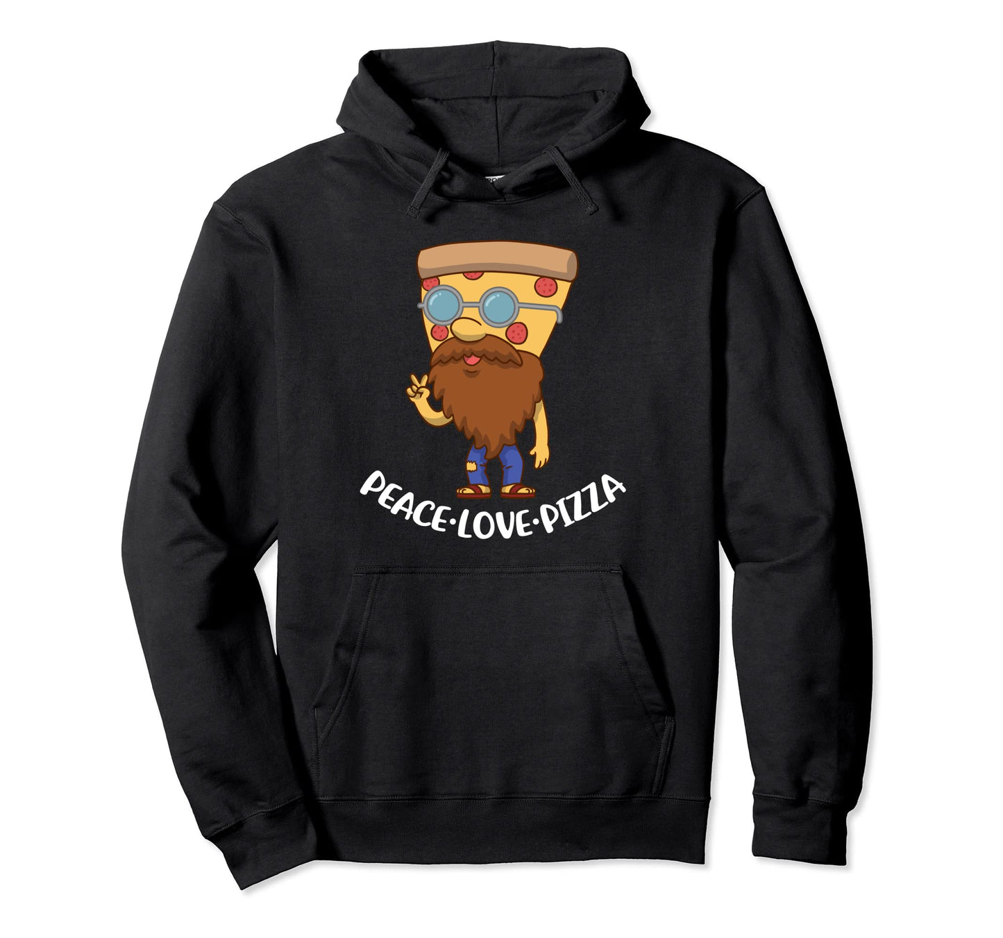 Peace Love Pizza Hoodie - Unique Graphic Men Women - T-Shirt, Sweatshirt, Hoodie