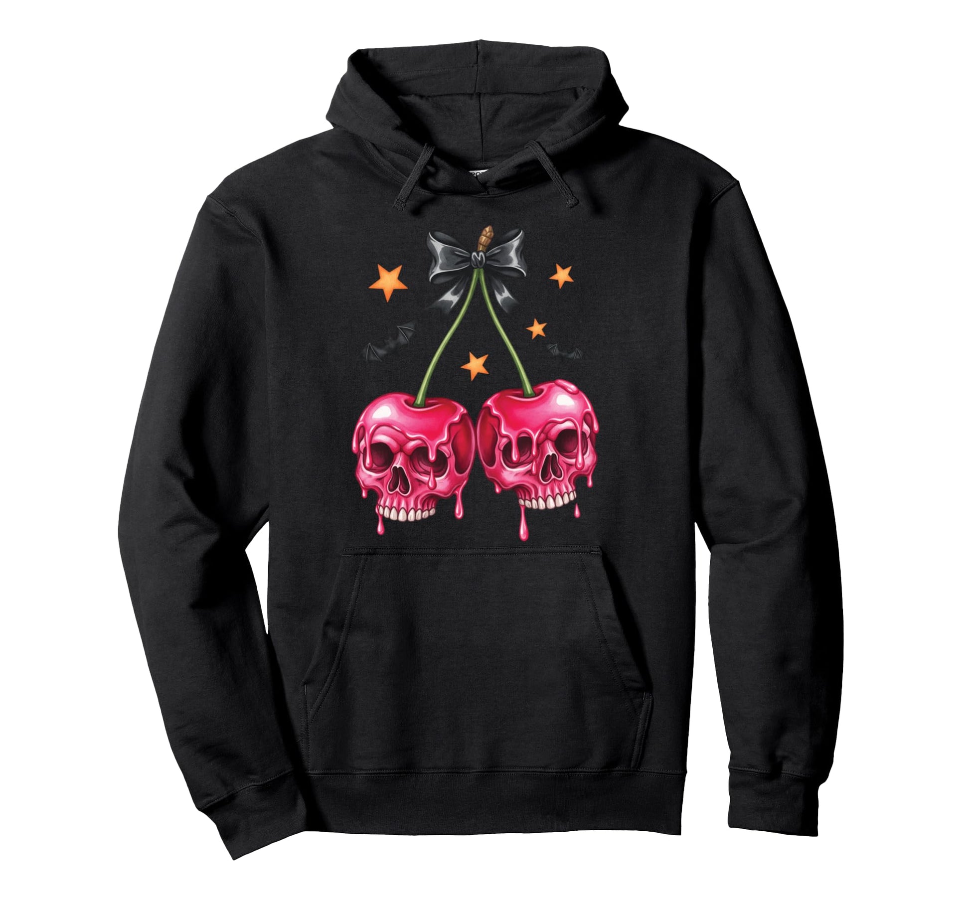 Halloween Skull Cherries Dark Hoodie - Aesthetic Graphic Men Women - T-Shirt, Sweatshirt, Hoodie
