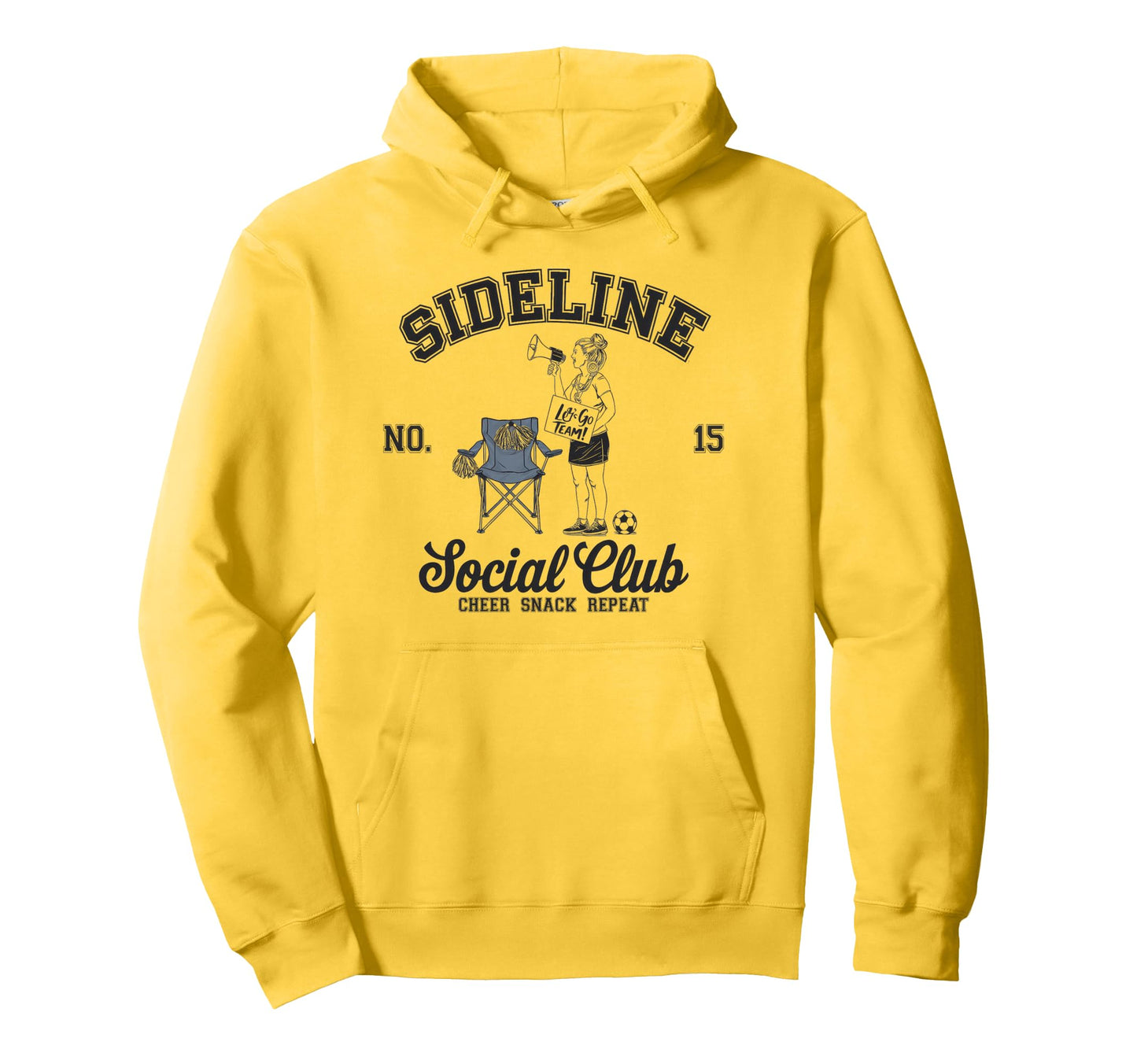 Sideline Social Club Soccer Mom Game Day Hoodie - Graphic Print Unisex - T-Shirt, Sweatshirt, Hoodie