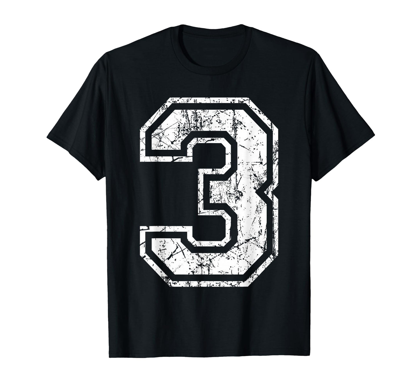 Sports Jersey Grunge Number 3 Fan Team T-Shirt - Trendy Graphic for Adults - T-Shirt, Sweatshirt, Hoodie
