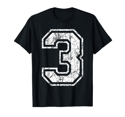 Sports Jersey Grunge Number 3 Fan Team T-Shirt - Trendy Graphic for Adults - T-Shirt, Sweatshirt, Hoodie