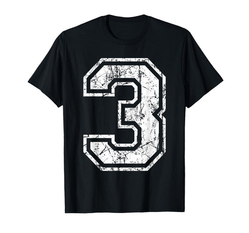 Sports Jersey Grunge Number 3 Fan Team T-Shirt - Trendy Graphic for Adults - T-Shirt, Sweatshirt, Hoodie